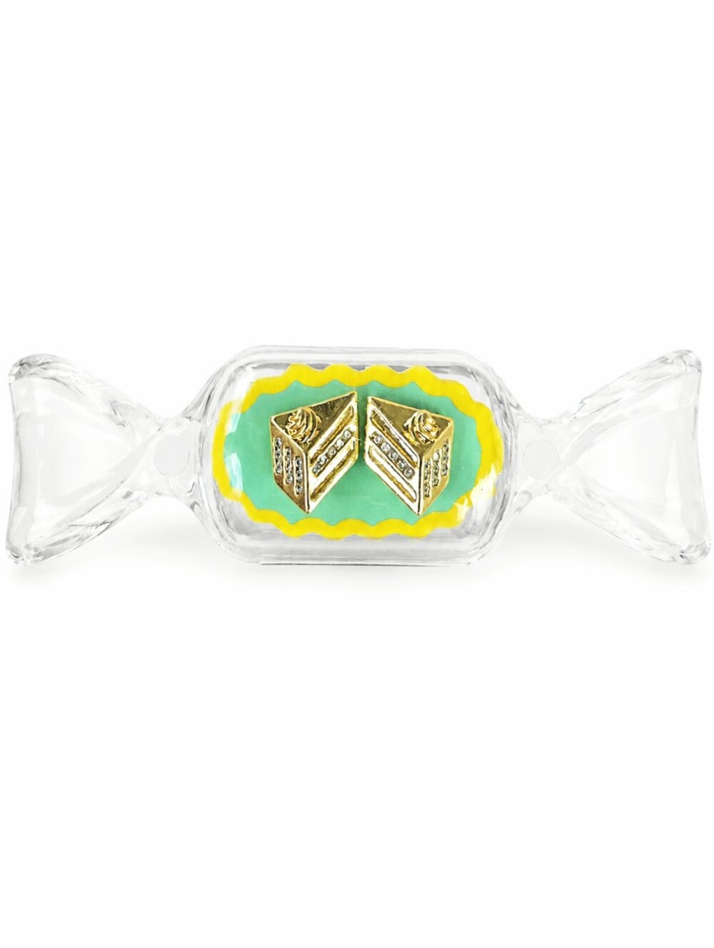 Anthropologie Festive Icon Cake Slice Stud Earrings NWT New In Candy Box Gold - Picture 1 of 1